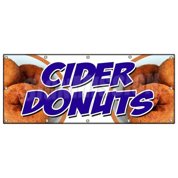 CIDER DONUTS BANNER SIGN hot fresh doughnuts varieties coffee bakery